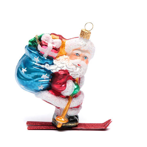 Blown Glass Christmas Ornament Santa Claus On Ski Online Sales On 