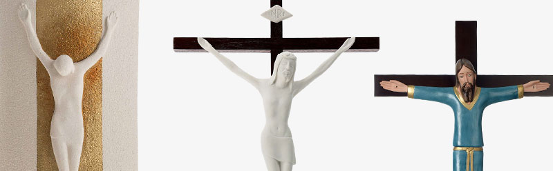 Crucifixes in ceramic, porcelain and clay