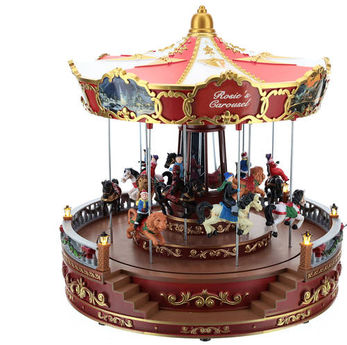 Carousel with horses for Christmas village 30x30x30 cm | online sales