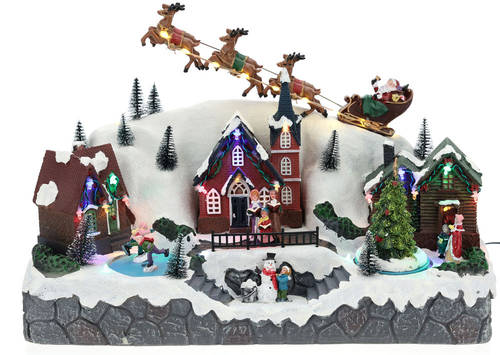 Christmas village with Santa sleigh in resin 25x40x20 cm | online sales ...