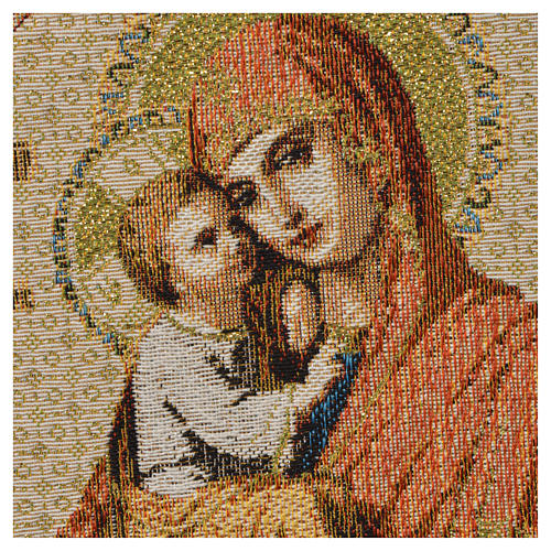 Wandteppich Gottesmutter mit Kind vor weißem Hintergrund 32x23 cm 2