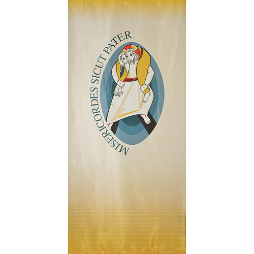 STOCK Logo Jubilee of Mercy LATIN printed fabric 110x250cm 1
