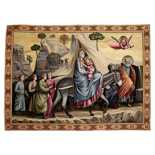 Tapeçaria inspirada à Fuga para o Egito de Giotto 90x130 cm 1