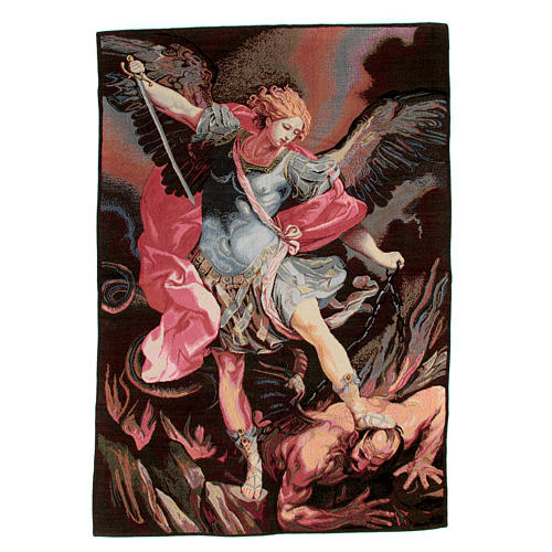 Tapestry inspired by Guido Reni's St. Michael Archangel 90x65cm 1