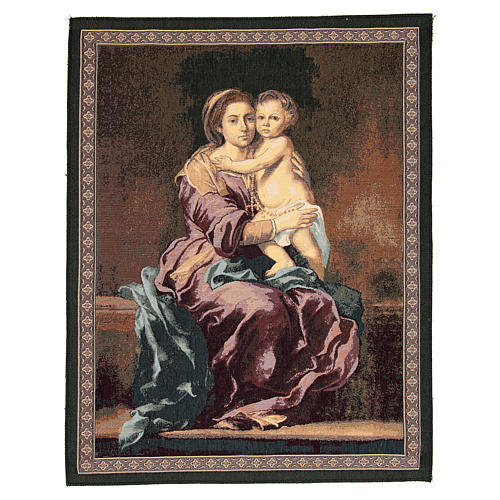 Wandteppich Madonna mit dem Rosenkranz nach Bartolomé Esteban Pérez Murillo 65x50 cm 1