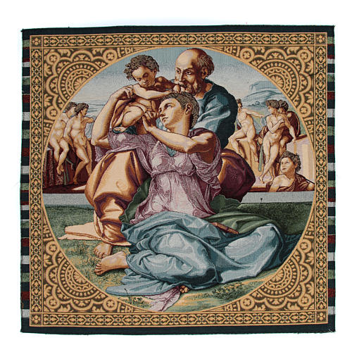 Tapeçaria inspirada ao Tondo Doni de Michelangelo 65x65 cm 1