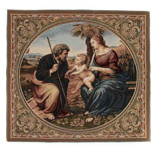 Tapisserie inspirée de La Sainte Famille au palmier de Raphaël 65x65 cm 1
