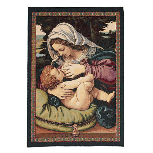 Wandteppich Madonna mit dem grünen Kissen nach Andrea Solario 65x45 cm 1