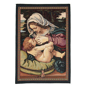 Gobelin Madonna z zieloną poduszką Andrea Solario 65x45 cm