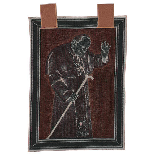 Saint John Paul II with stick tapestry with frames and hooks 50x40 cm 3