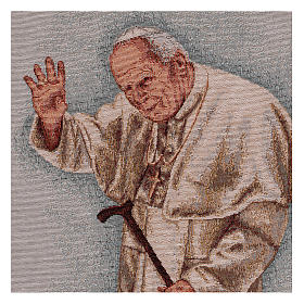 Tapisserie Pape Jean-Paul II avec canne bords décorés passants 50x40 cm