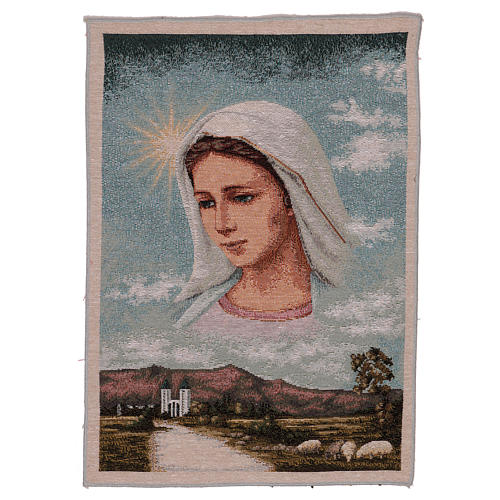 Our Lady of Medjugorje with landscape tapestry 40x30 cm 1