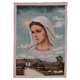 Tapiz Virgen de Medjugorje y paisaje 40x30 cm