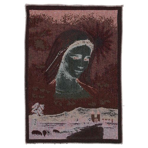 Tapiz Virgen de Medjugorje y paisaje 40x30 cm 3
