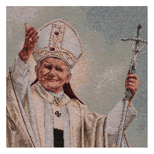 Tapeçaria Papa João Paulo II com báculo 40x30 cm 2