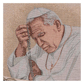 Wandteppich Papst Johannes Paul II mit Rosenkranz 40x30 cm
