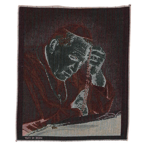 Pope John Paul II with rosary tapestry 16x12" 3