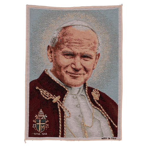 Wandteppich Papst Johannes Paul II mit Wappen 40x30cm 1