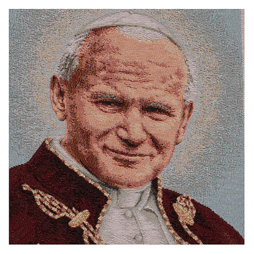 Tapeçaria Papa João Paulo II com brasão 40x30 cm 2