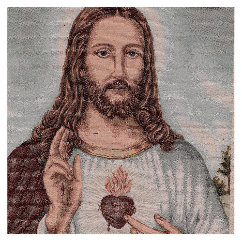 Tapisserie Sacré-Coeur de Jésus avec paysage 50x40 cm 2