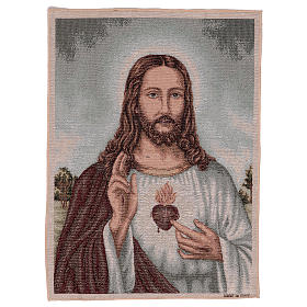 Holy Heart of Jesus with landscape tapestry 19.5x16"