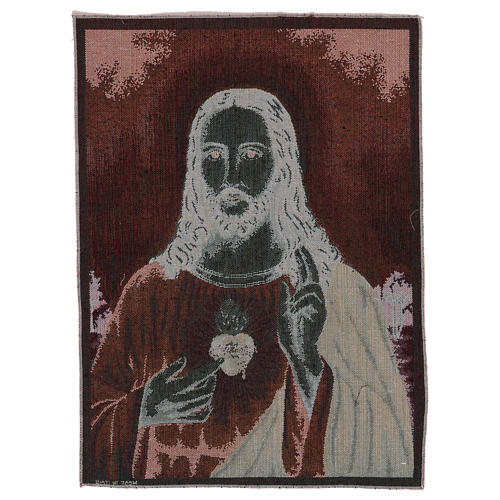 Holy Heart of Jesus with landscape tapestry 19.5x16" 3