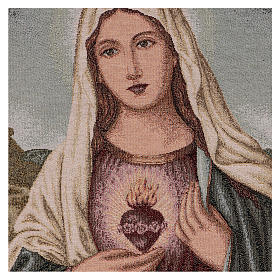 Arazzo Sacro Cuore di Maria con paesaggio 50x40 cm