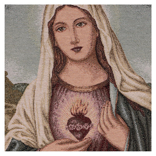 Arazzo Sacro Cuore di Maria con paesaggio 50x40 cm 2