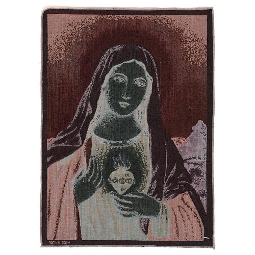 Arazzo Sacro Cuore di Maria con paesaggio 50x40 cm 3