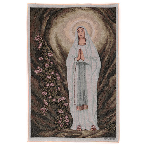 Wandteppich Gottesmutter von Lourdes in derGrotte 60x40cm 1