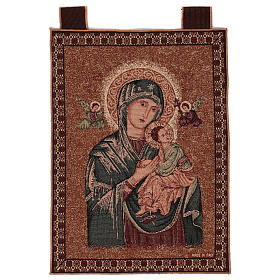 Tapiz Virgen del Perpetuo Socorro marco ganchos 50x40 cm