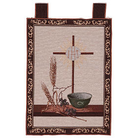 Symbos of the Eucharist tapestry wall tapestry with loops 21x15"