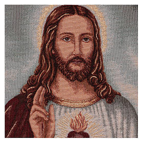 Holy Heart of Jesus with landscape wall tapestry with loops 20.8x15"
