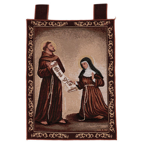 Gobelin Dar Reguły Święty Franciszek i Święta Klara rama uszy 50x40 cm 1