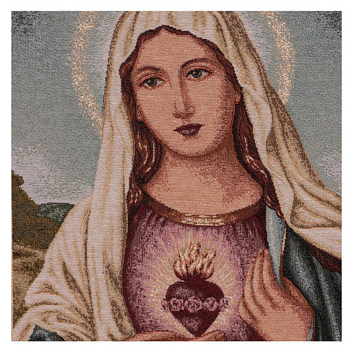 Tapiz Sagrado Corazón de María con paisaje marco ganchos 50x40 2