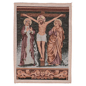 Wandteppich Christus am Kreuz, Maria und Johannes 40x30 cm