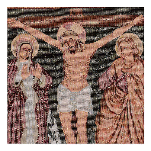 Crucifixion with Mary and John tapestry 15x11" 2