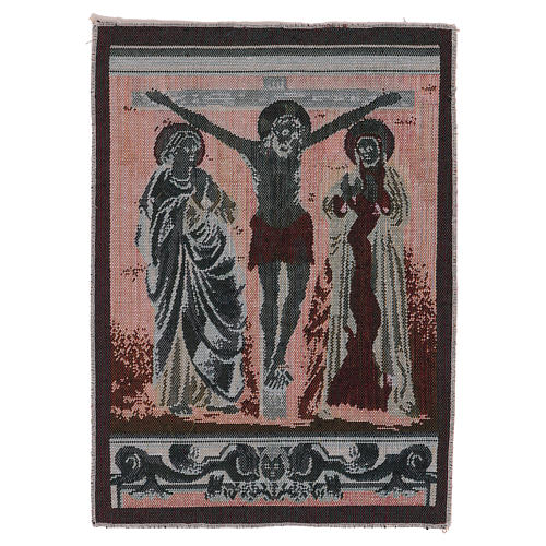 Crucifixion with Mary and John tapestry 15x11" 3