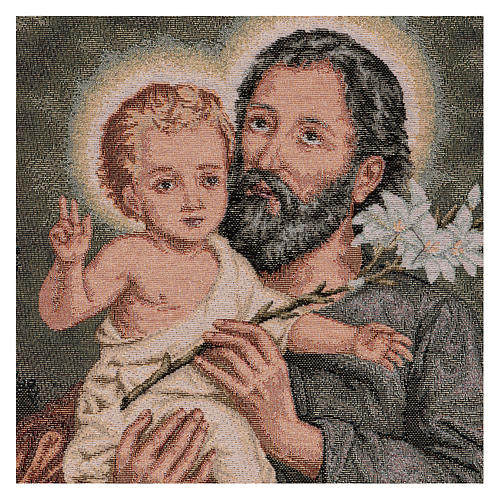 Saint Joseph and child with lily tapestry 21x15" 2