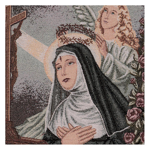 Saint Rita praying with angel tapestry 50x40 cm 2