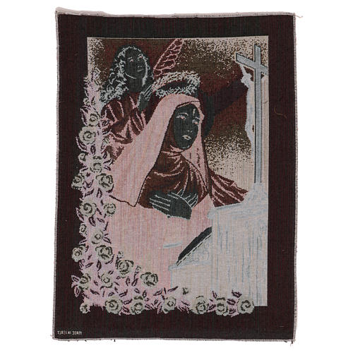Saint Rita praying with angel tapestry 50x40 cm 3