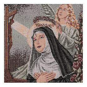 Wandteppich Heilige Rita im Gebet und Engel 40x30 cm