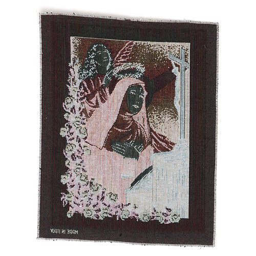 Saint Rita praying with angel tapestry 40x30 cm 3