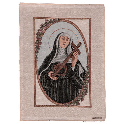 Saint Rita with cross and crown of thorns tapestry 50x40 cm 1