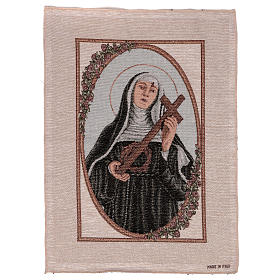 Saint Rita with cross and crown of thorns tapestry 21x15"