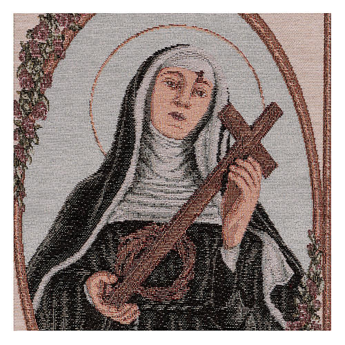 Saint Rita with cross and crown of thorns tapestry 21x15" 2