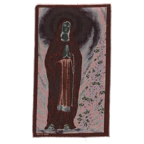 Our Lady of Lourdes with roses tapestry 20.5x16" 3