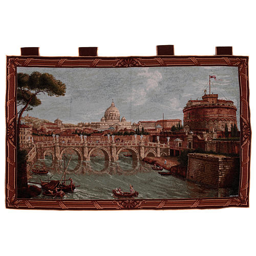 Castel Sant'Angelo tapestry with frame and hooks 70x120 cm 1
