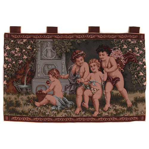 Putti tapestry with frame and hooks 60X120 cm 1