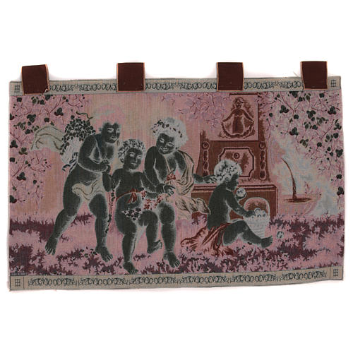 Putti tapestry with frame and hooks 60X120 cm 3